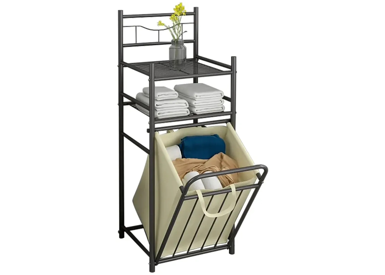 StarNight - Metal Bathroom Storage Unit with Hamper