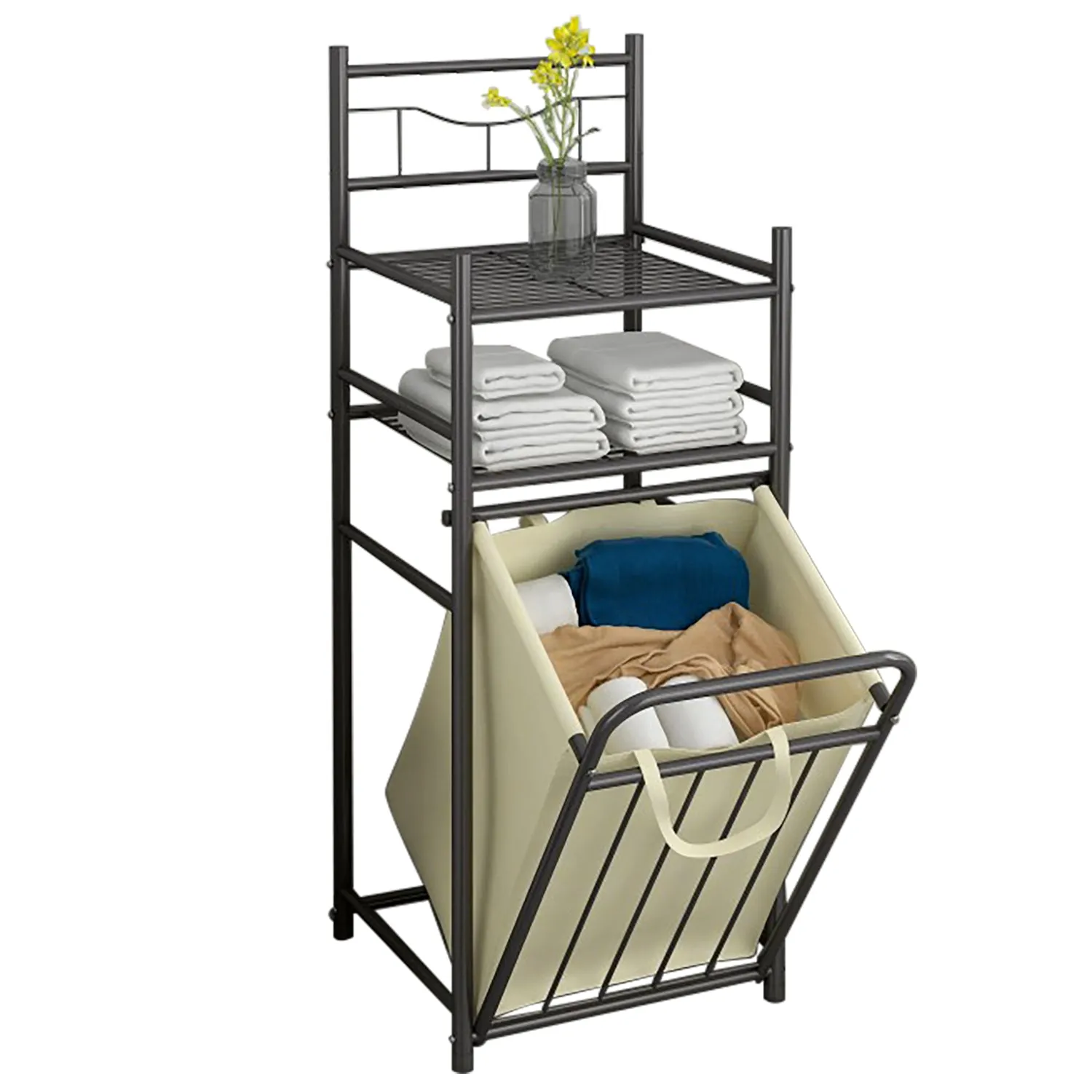 StarNight - Metal Bathroom Storage Unit with Hamper