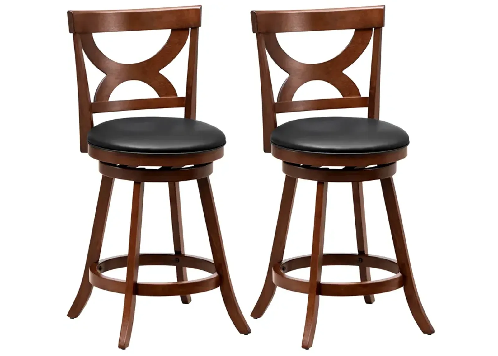 Swivel Bar Stools Set of 2 with Soft Cushion and Elegant Hollow Backrest