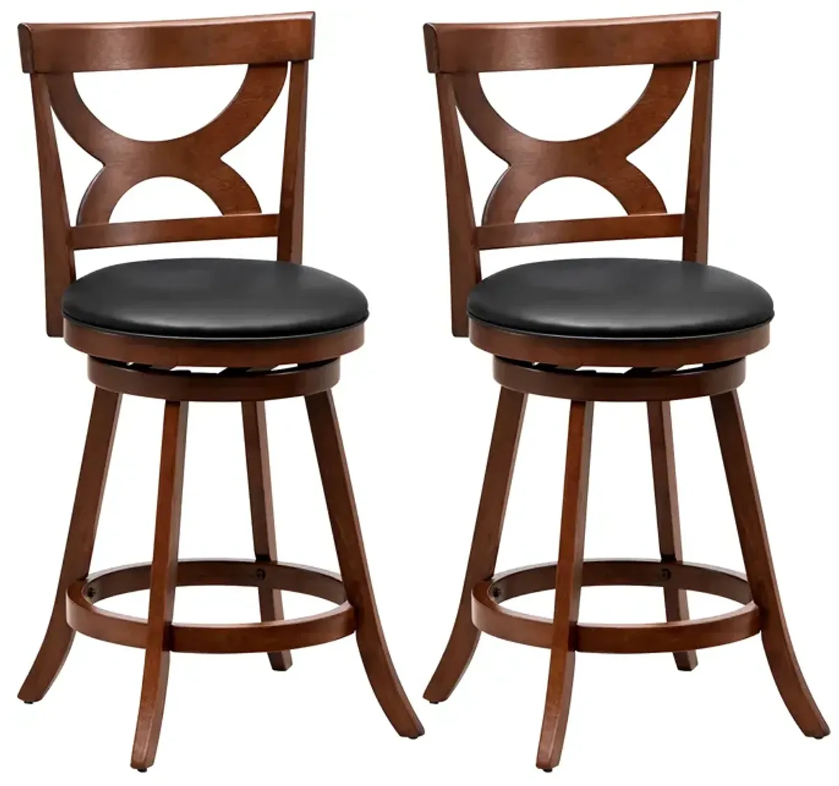 Swivel Bar Stools Set of 2 with Soft Cushion and Elegant Hollow Backrest