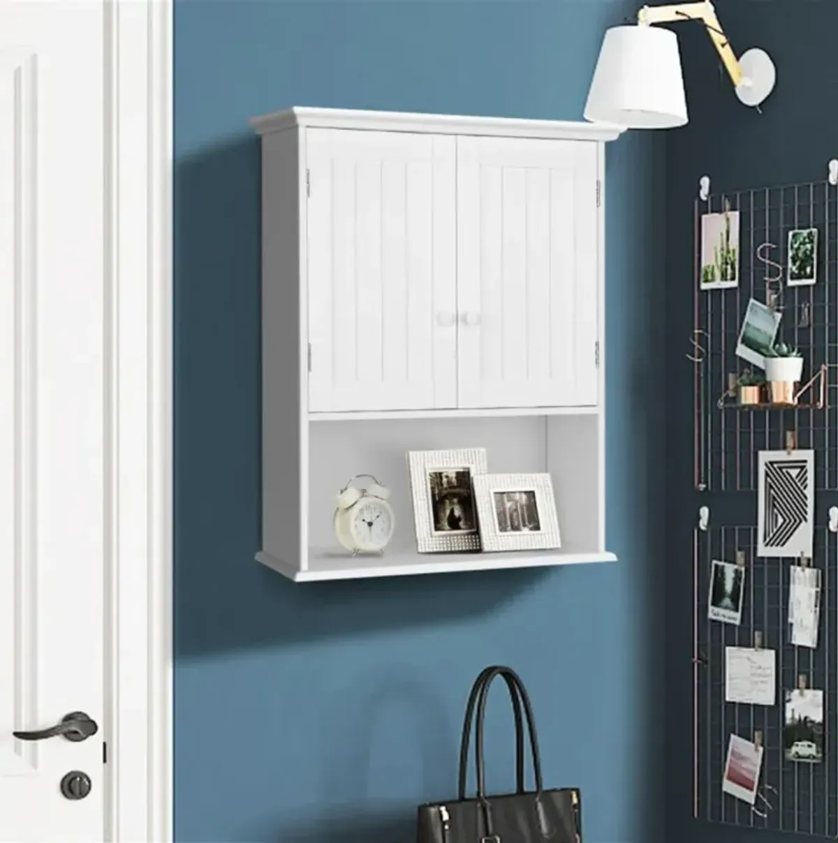 Hivvago 2-Door Wall Mount Bathroom Storage Cabinet with Open Shelf