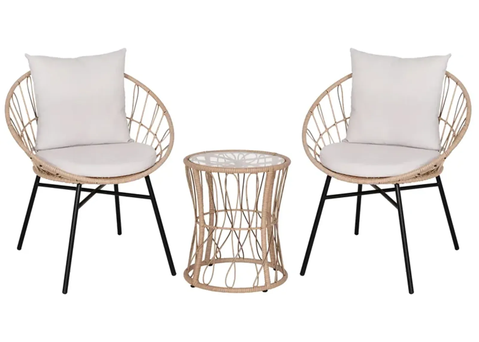 3 PC Tan/Light Gray Rattan Set