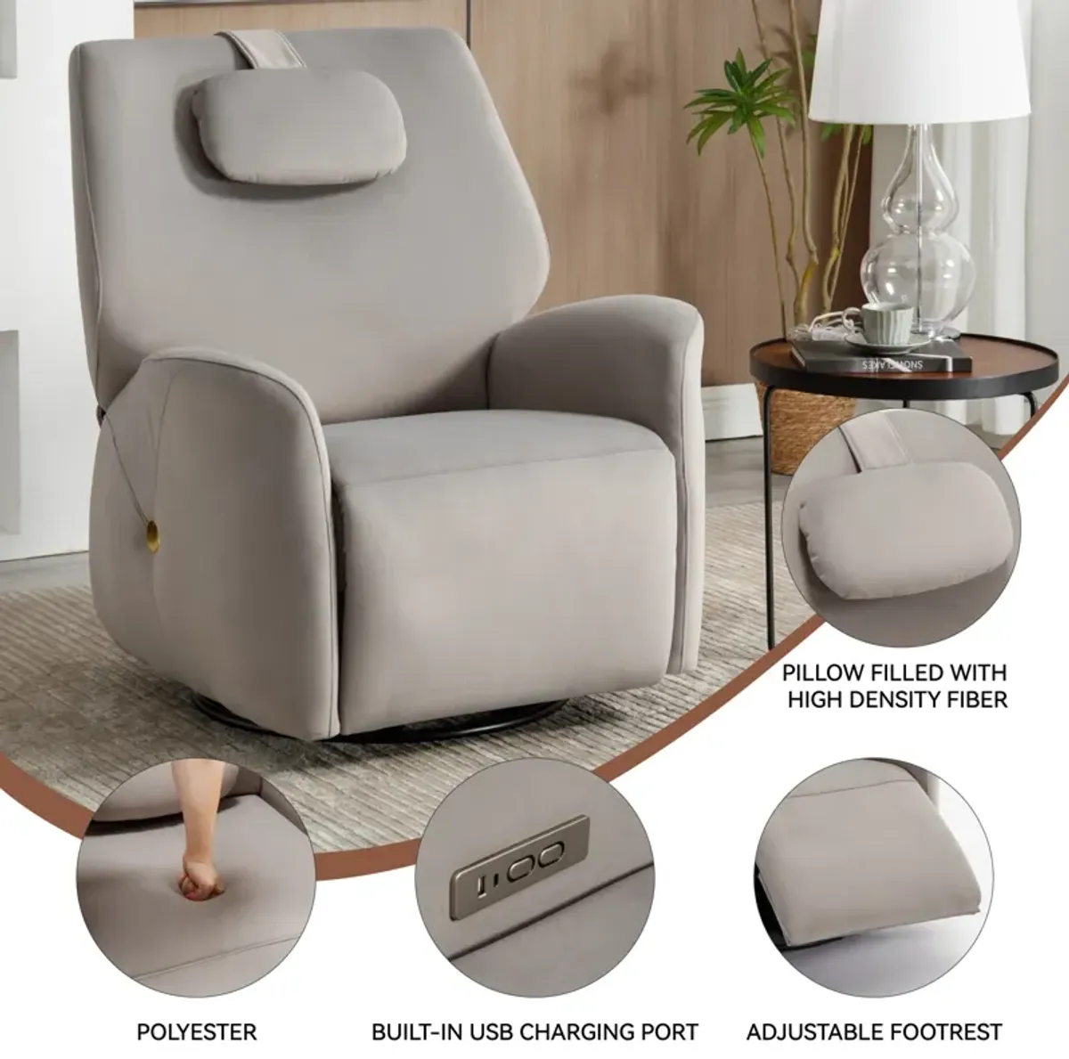 Merax Swivel and Rocker Power Recliner Chair