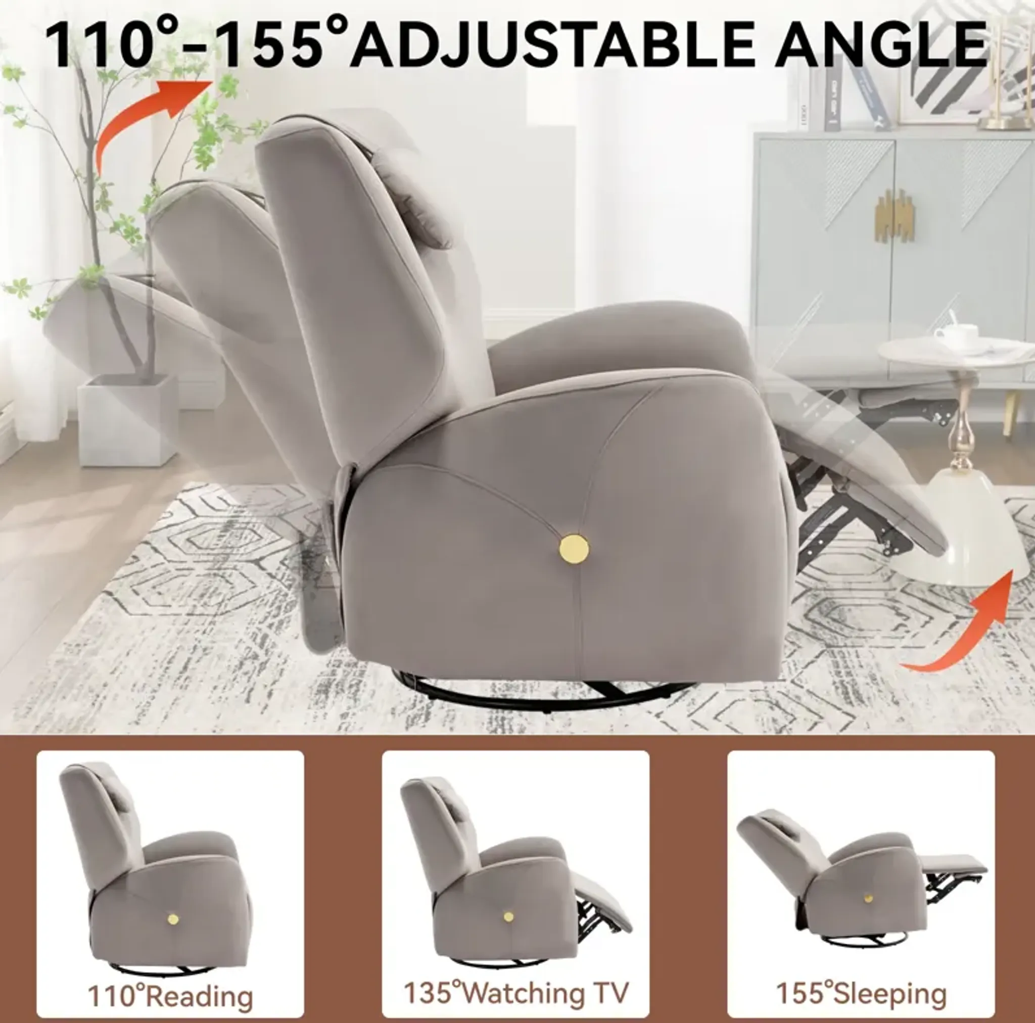 Merax Swivel And Rocker Power Recliner Chair Mathis Home | Furniture.com