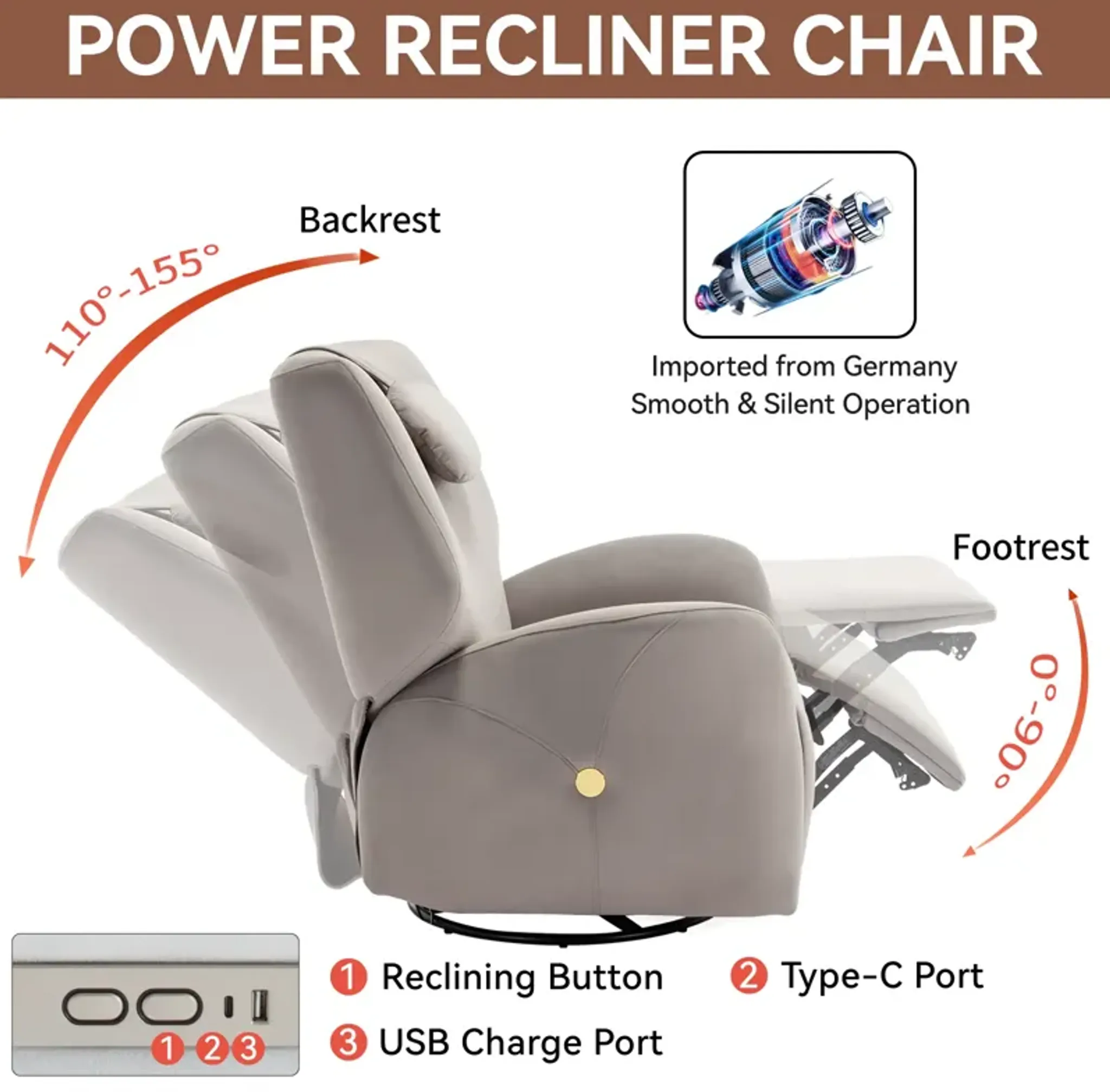 Merax Swivel And Rocker Power Recliner Chair Mathis Home | Furniture.com