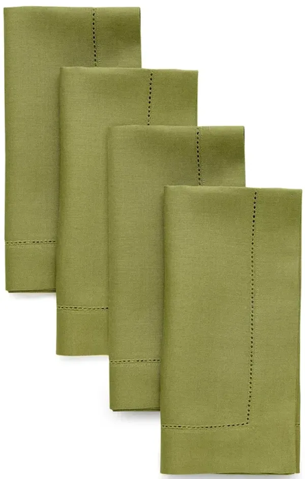 Solino Home 100% Pure Linen Dinner Napkins 20 x 20 Inch Set of 6 - Classic Hemstitch