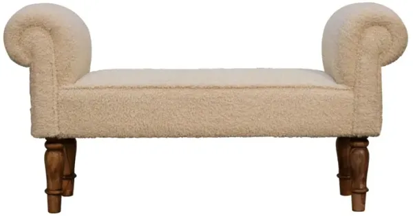 Upholstery Solid Wood Boucle Cream Bench
