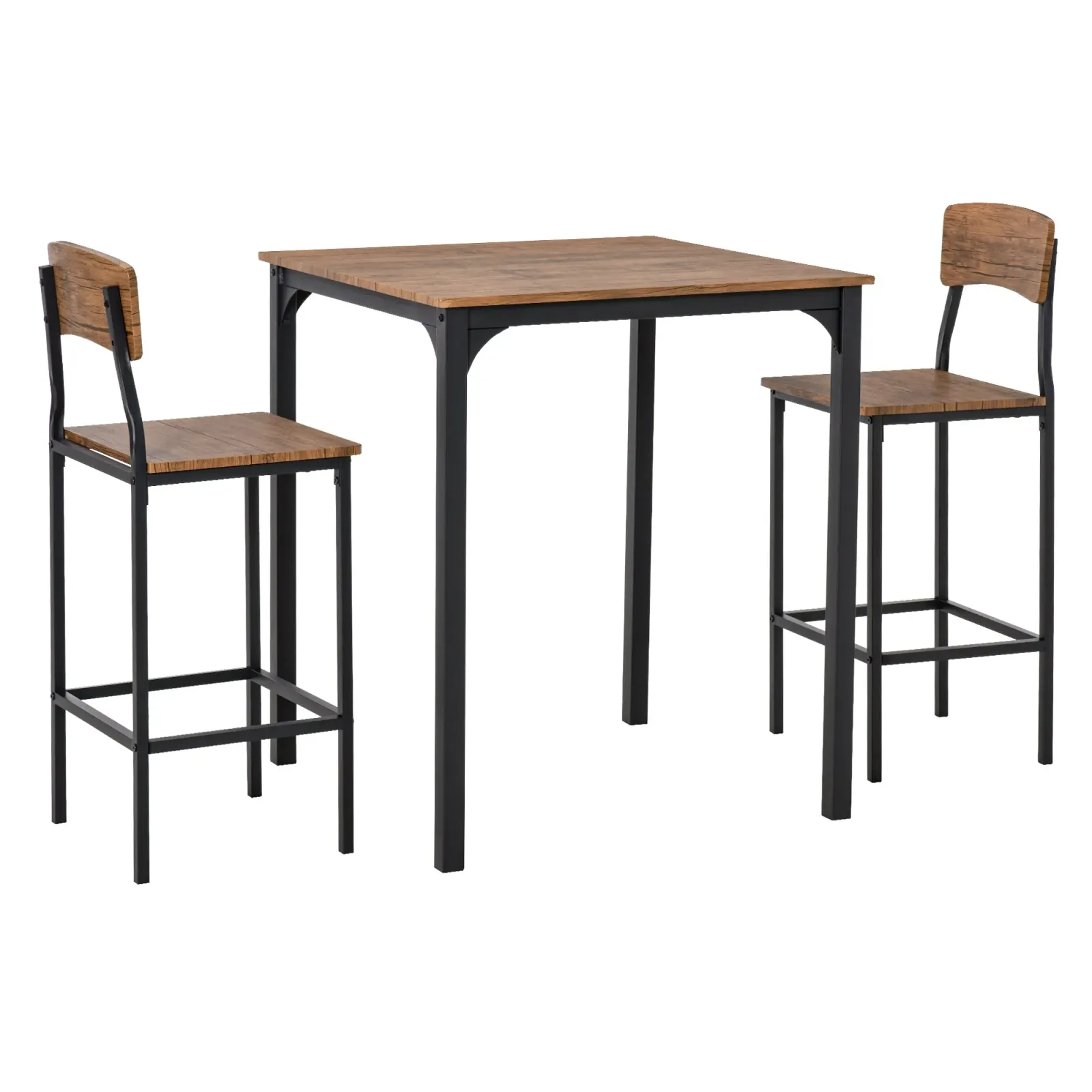 Black Industrial Dining: 3-Piece Counter Height Bar Table Set