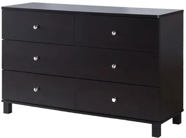 Red Cocoa Dresser with 6 Drawers in Metal Glides & Metal Knob Handles