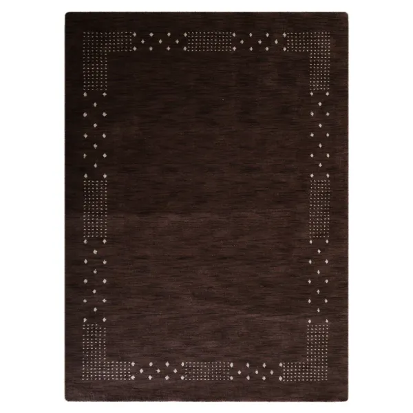 RUGSOTIC CARPETS HAND KNOTTED LOOM WOOL ECO-FRIENDLY AREA RUGS  - 5'x8', Rectangle, Brown Color, Contemporary Modern Design, High Pile Thick Handmade Anti Skid Rugs for Living Room (L00530)