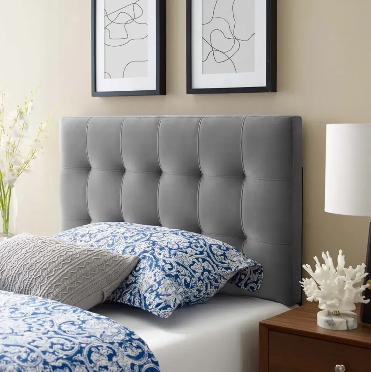 Modway - Lily Biscuit Tufted Twin Performance Velvet Headboard