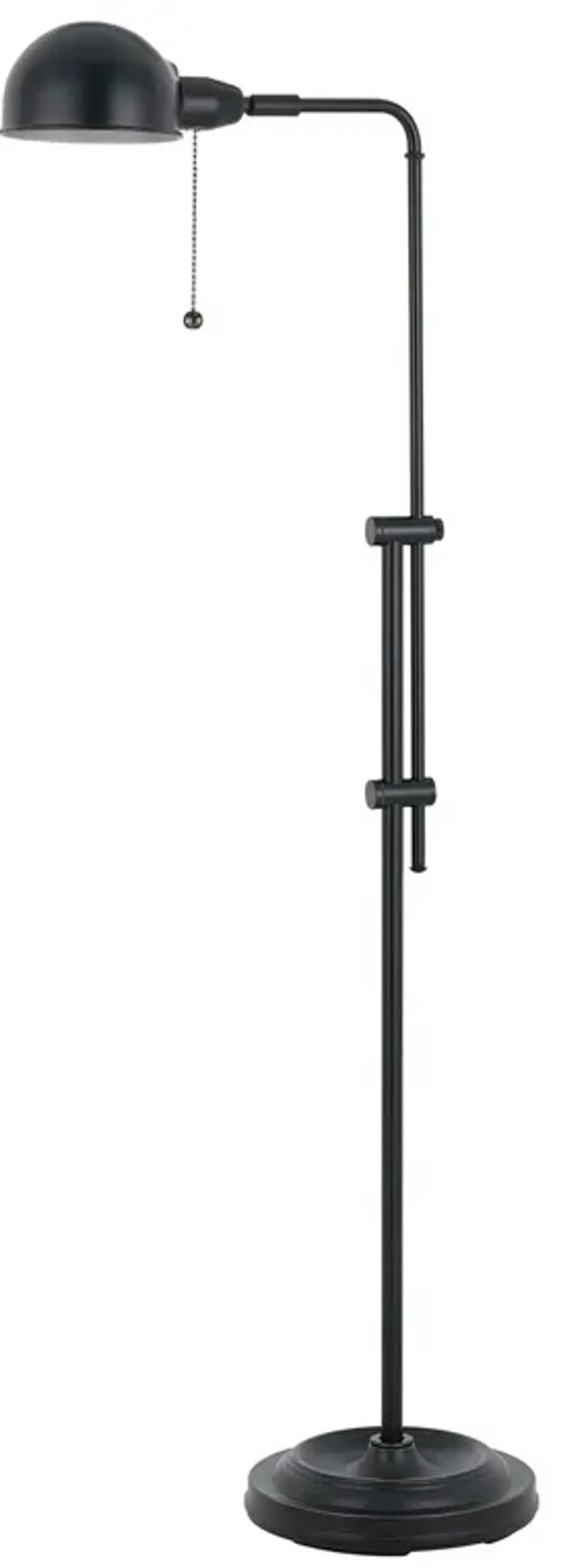 Adjustable Height Metal Pharmacy Lamp with Pull Chain Switch, Black-Benzara