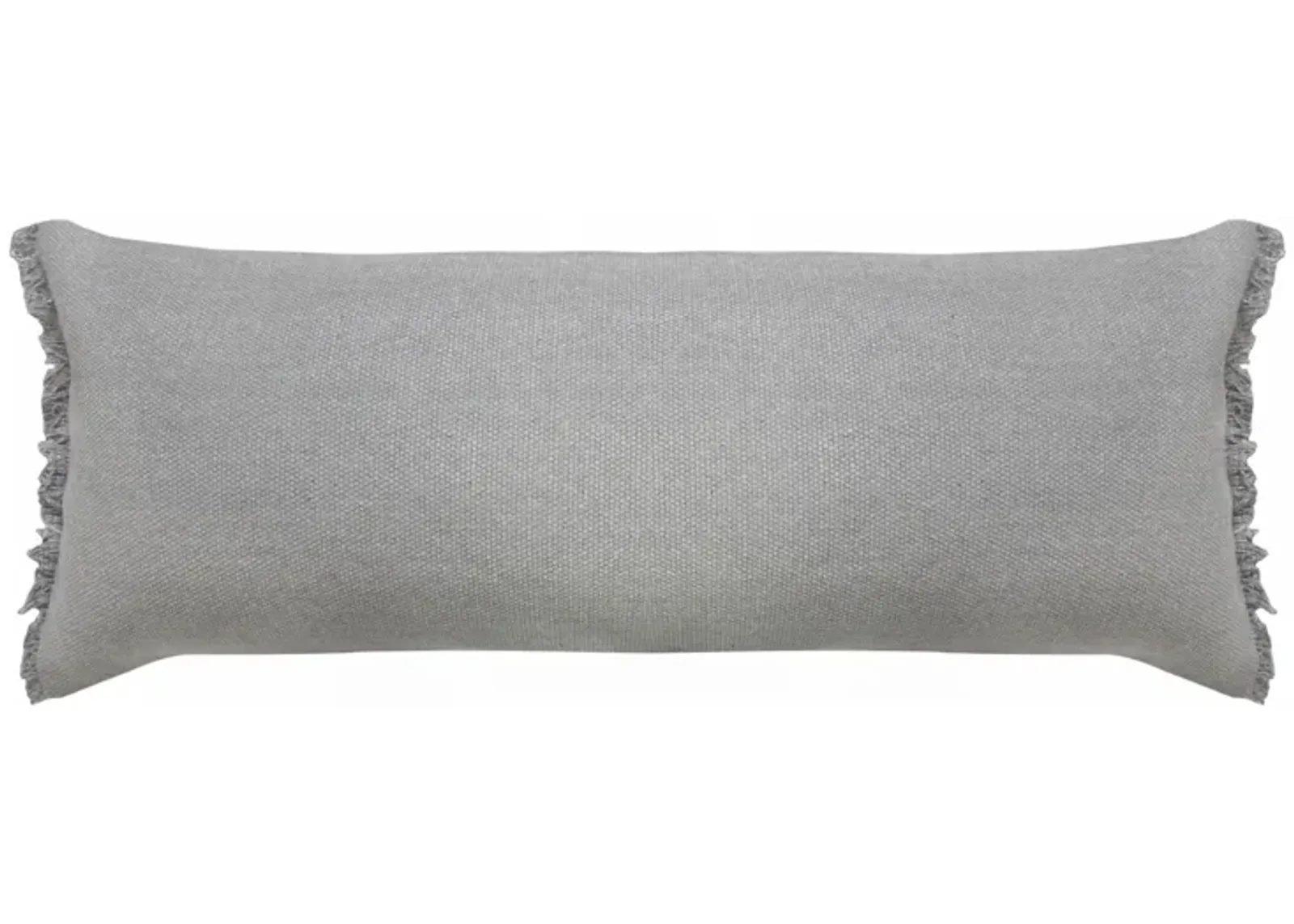 36" Gray Solid Fringe Lumbar Throw Pillow