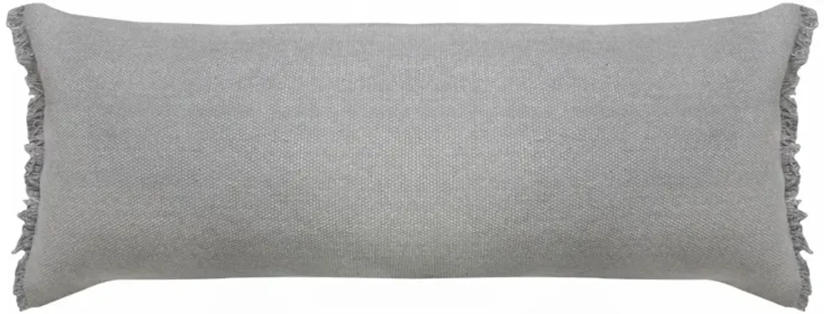 36" Gray Solid Fringe Lumbar Throw Pillow