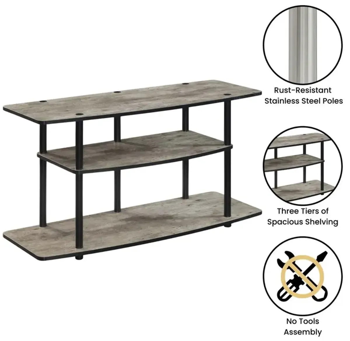 Convience Concept, Inc. No Tools 3 Tier Wide TV Stand for TVs up to 46 Inches