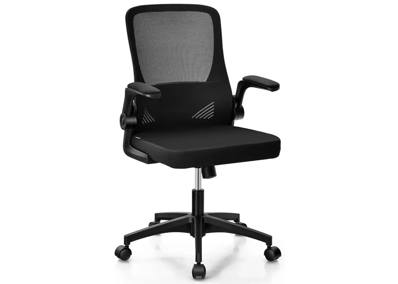 Swivel Mesh Office Chair with Foldable Backrest and Flip-Up Arms-Black