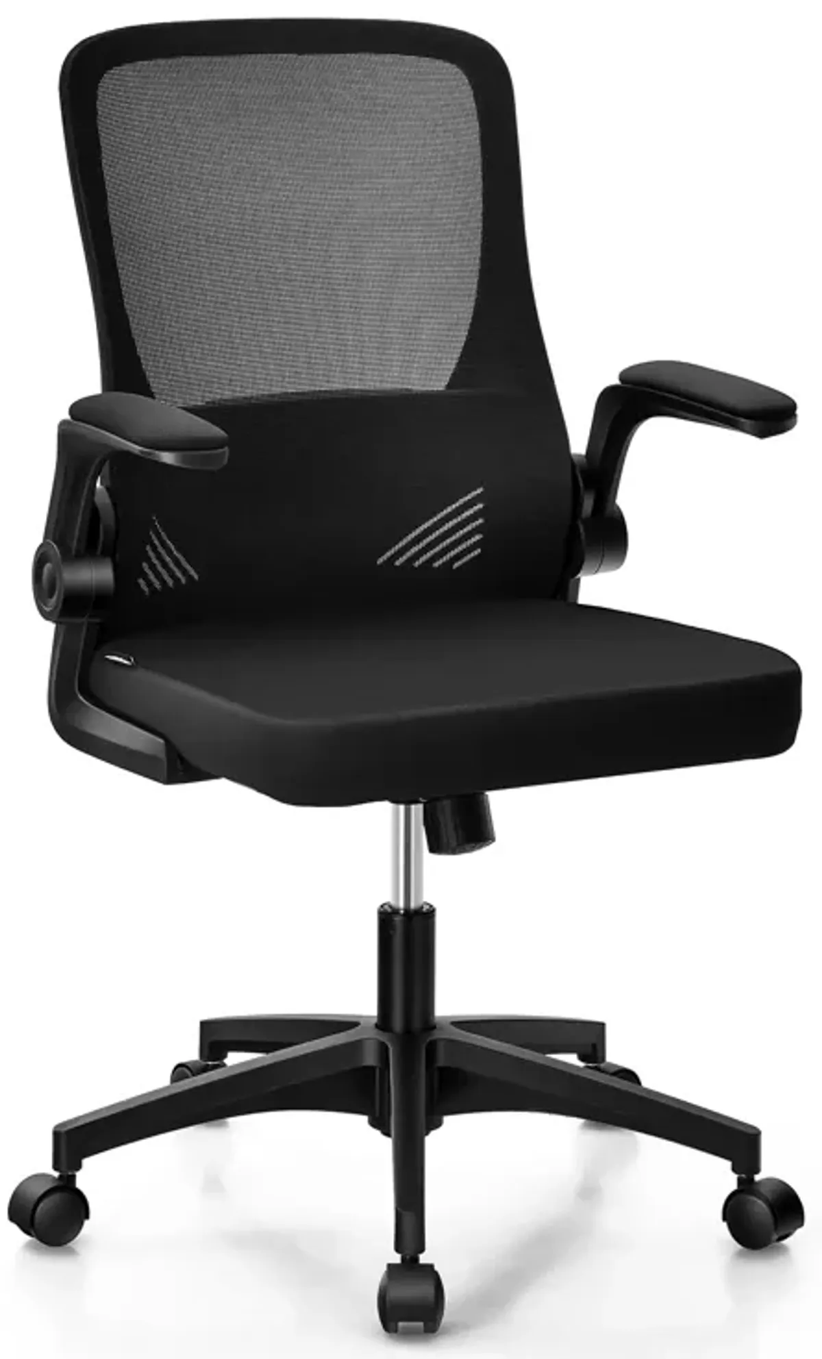 Swivel Mesh Office Chair with Foldable Backrest and Flip-Up Arms-Black