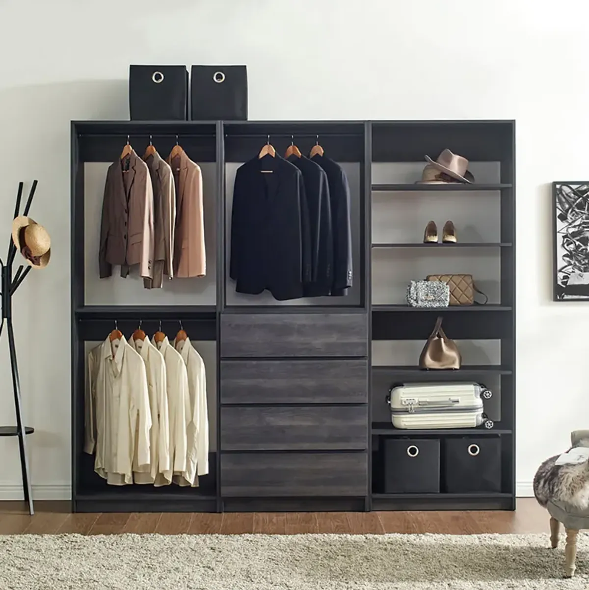 Prosper Gray Freestanding Walk in Wood Closet System