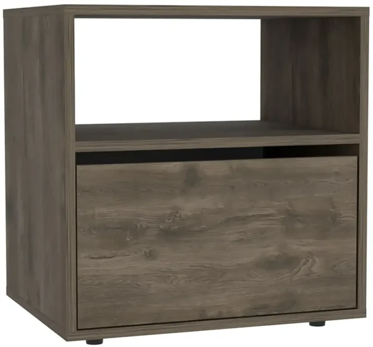 Galanto Nightstand, One Open Shelf, One Cabinet - Dark Brown Black