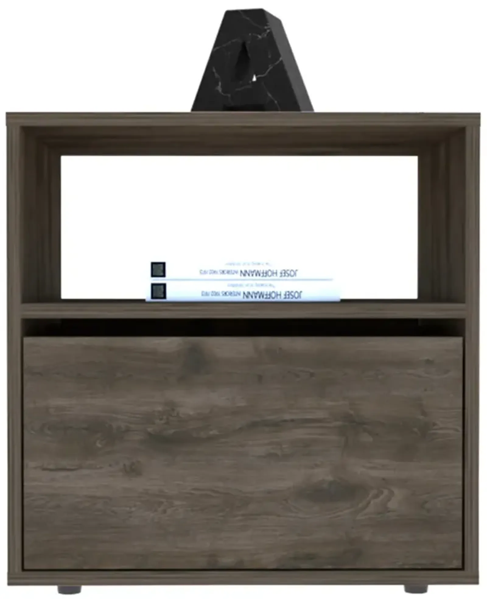 Galanto Nightstand, One Open Shelf, One Cabinet - Dark Brown Black