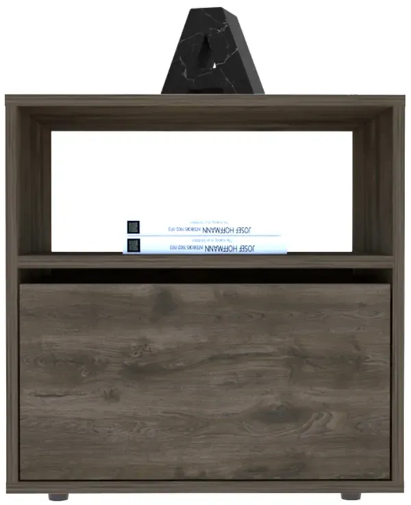 Streamdale Galanto Nightstand, One Open Shelf, One Cabinet - Dark Brown Black
