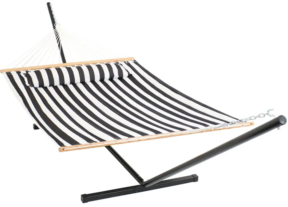 Sunnydaze 2-Person Quilted Fabric Hammock with Steel Stand