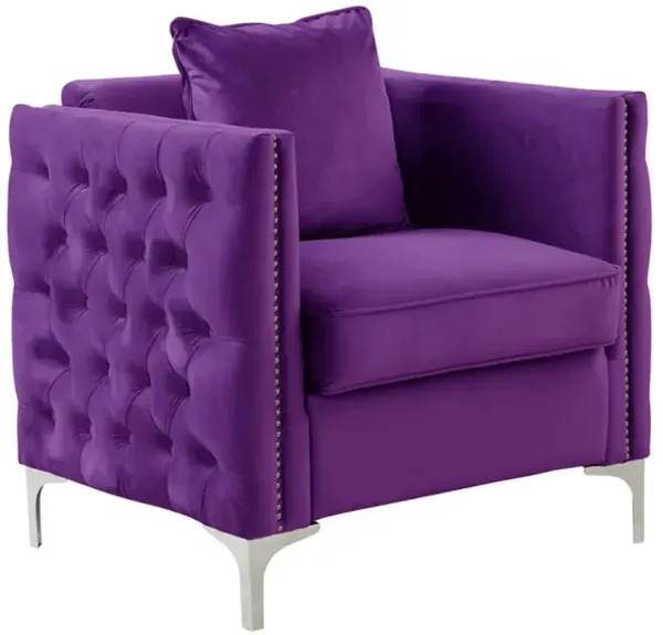Purple Velvet Chair with 1 Pillow