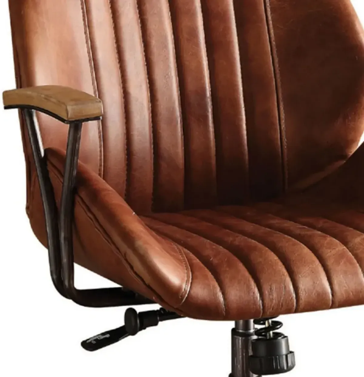 Metal & Leather Executive Office Chair, Cocoa Brown-Benzara