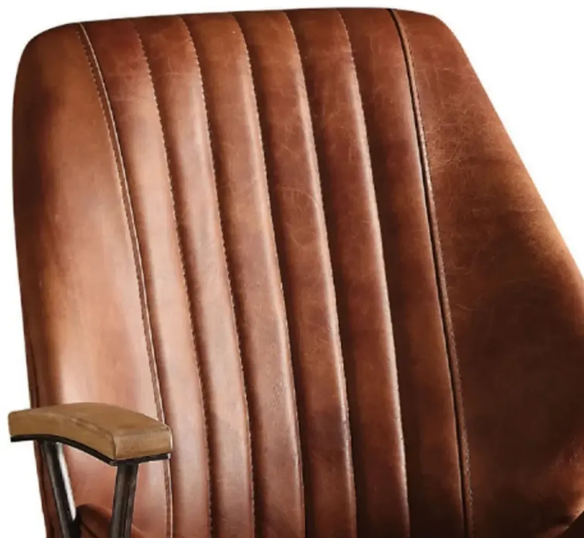 Metal & Leather Executive Office Chair, Cocoa Brown-Benzara