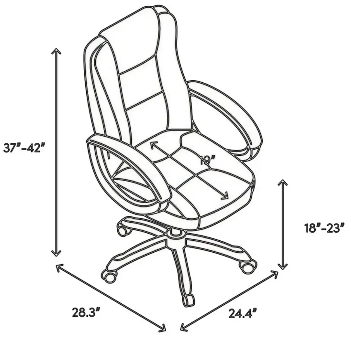 Metal & Leather Executive Office Chair, Cocoa Brown-Benzara