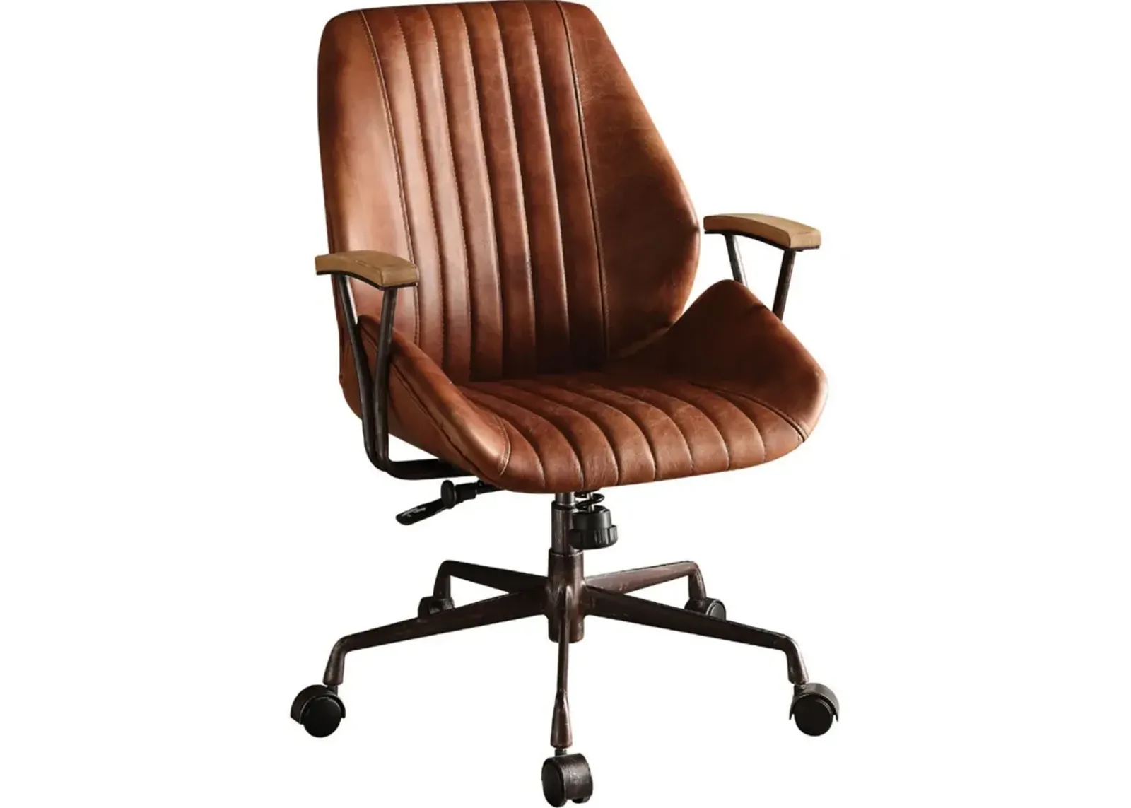 Metal & Leather Executive Office Chair, Cocoa Brown-Benzara