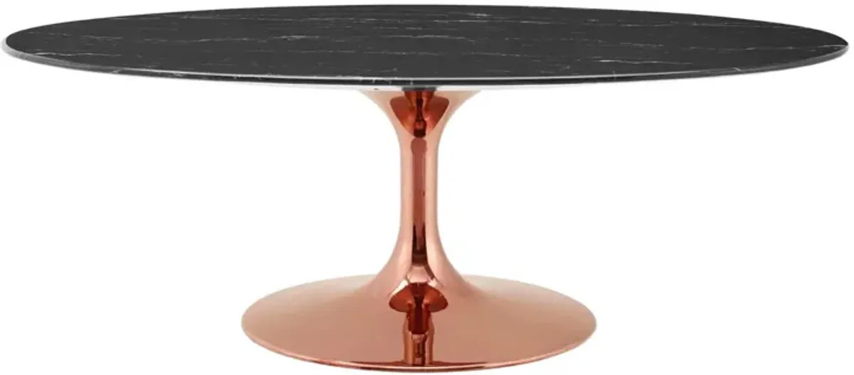 Lippa 48 Oval Coffee Table: Timeless Modernism with Rose Gold Base