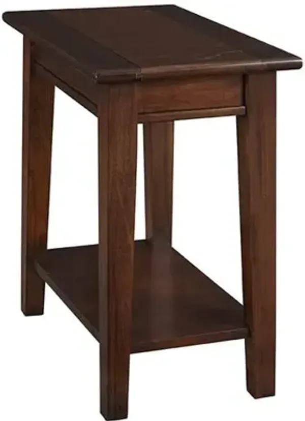 Cherry Brown Chairside Table with Shelf, Starlight Canyon Home