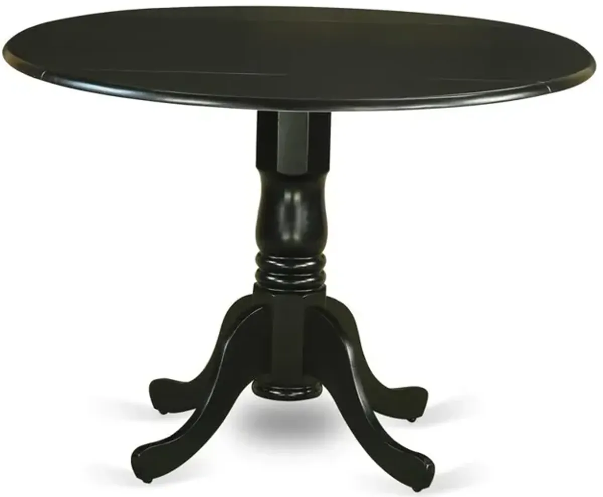 East West Furniture Dublin  Round  Table  with  two  9  Drop  Leaves  -  Black  Finish