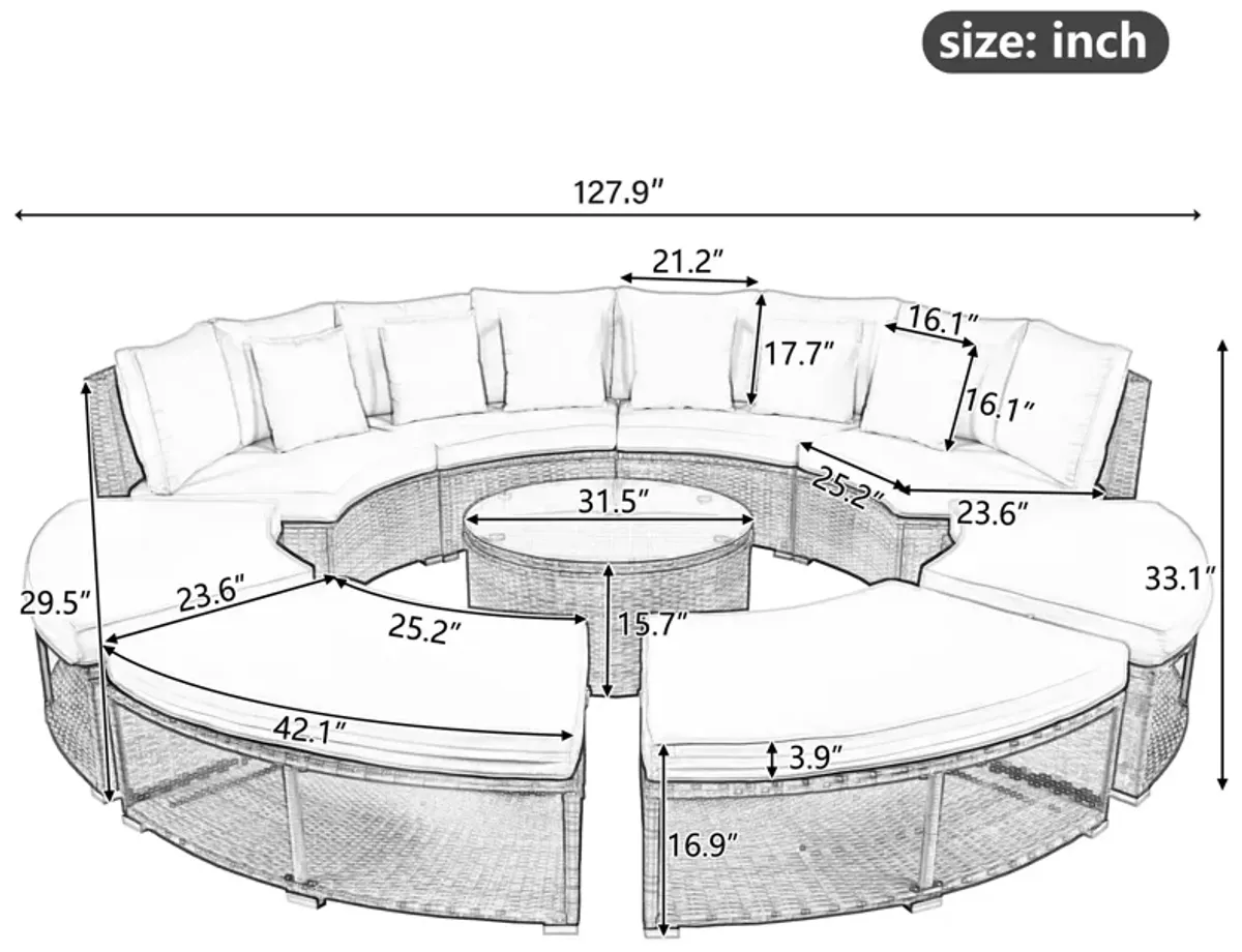 Merax  Luxury Circular Outdoor Sofa Lounge Set