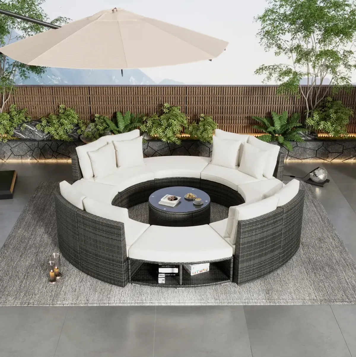 Merax  Luxury Circular Outdoor Sofa Lounge Set