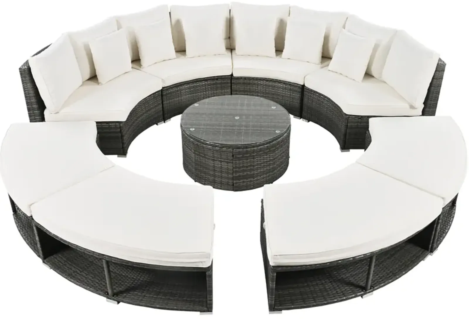 Merax  Luxury Circular Outdoor Sofa Lounge Set