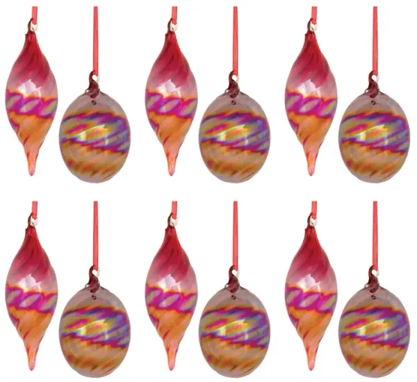 Set of 12 Iridescent Glass Ornaments – Elegant Christmas Tree Decorations with Shimmering, Reflective Finish