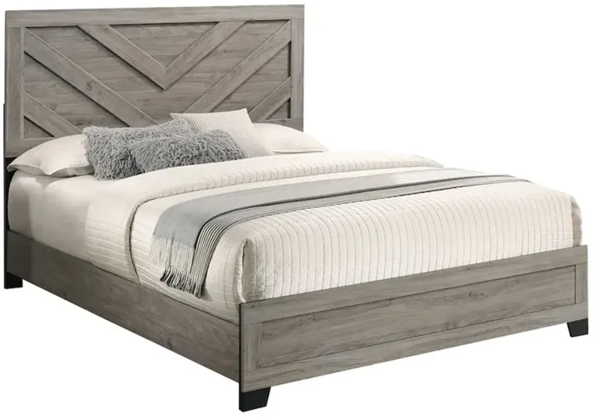 Best Quality Furniture Light gray pannel Full size bed (78L x 56W x 53H)