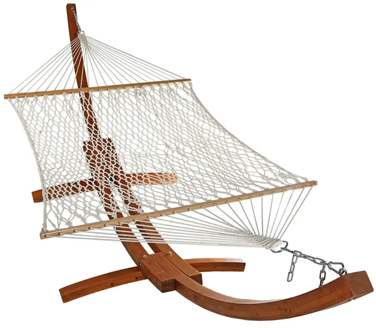 Sunnydaze Quilted Hammock with Curved Wooden Stand