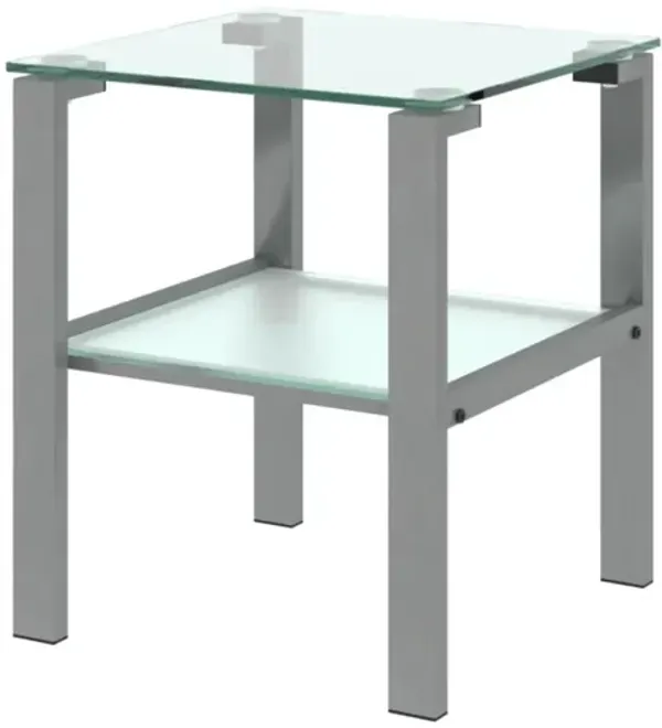 Streamdale Grey Glass 2-Tier Side Table