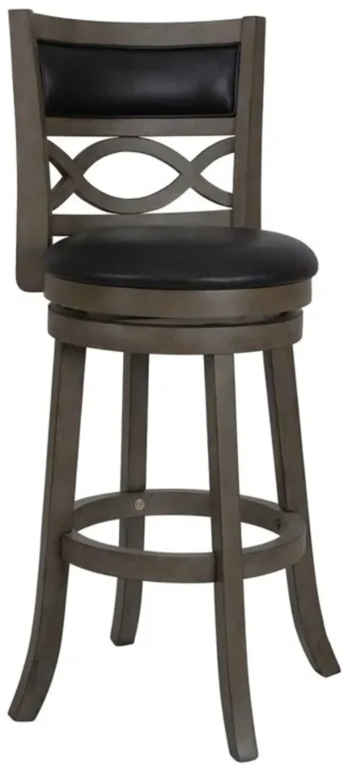 New Classic Furniture Manchester 29 Wood Bar Stool with Black PU Seat in Ant Gray