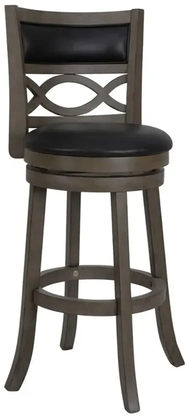 New Classic Furniture Manchester 29 Wood Bar Stool with Black PU Seat in Ant Gray