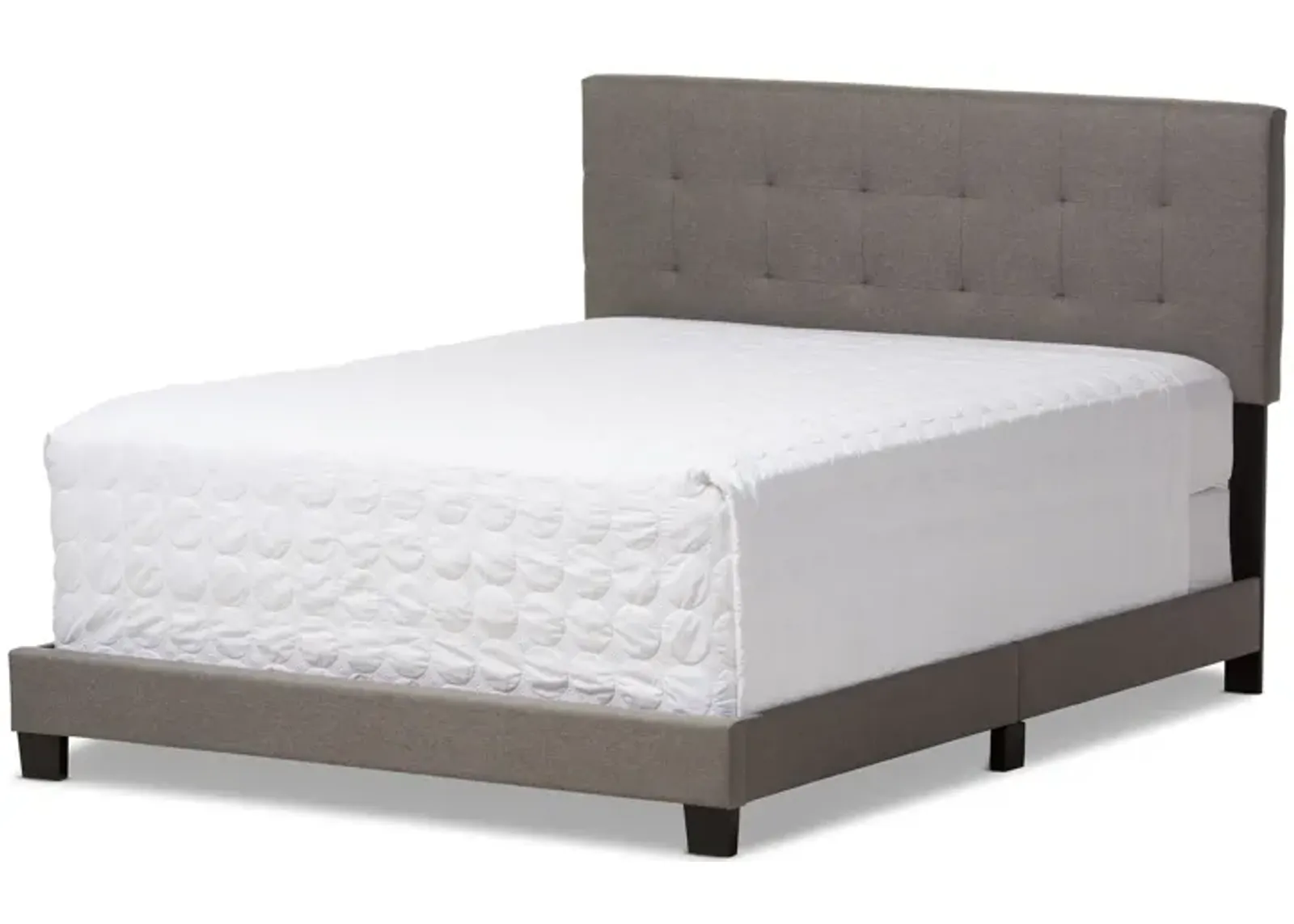 Baxton Studio Brookfield Modern and Contemporary Grey Fabric Upholstered Grid-tufting Queen Size Bed