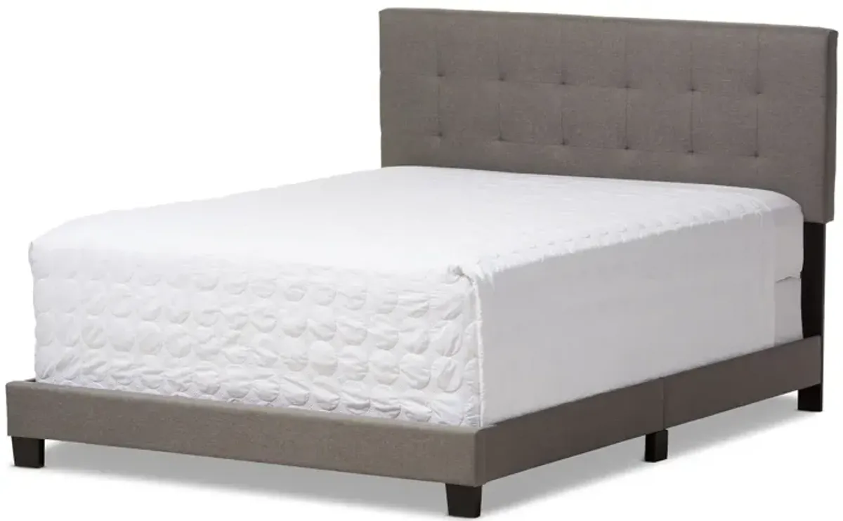 Baxton Studio Brookfield Modern and Contemporary Grey Fabric Upholstered Grid-tufting Queen Size Bed