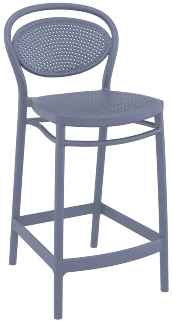 37.75" White Outdoor Patio Counter Stool
