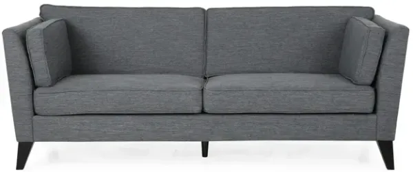 Reed Sofa, 2 Side Pillows, Gray Polyester Upholstery