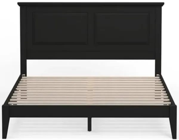 Classic Solid Oak Platform Bed – Sturdy Wooden Frame with Traditional Headboard