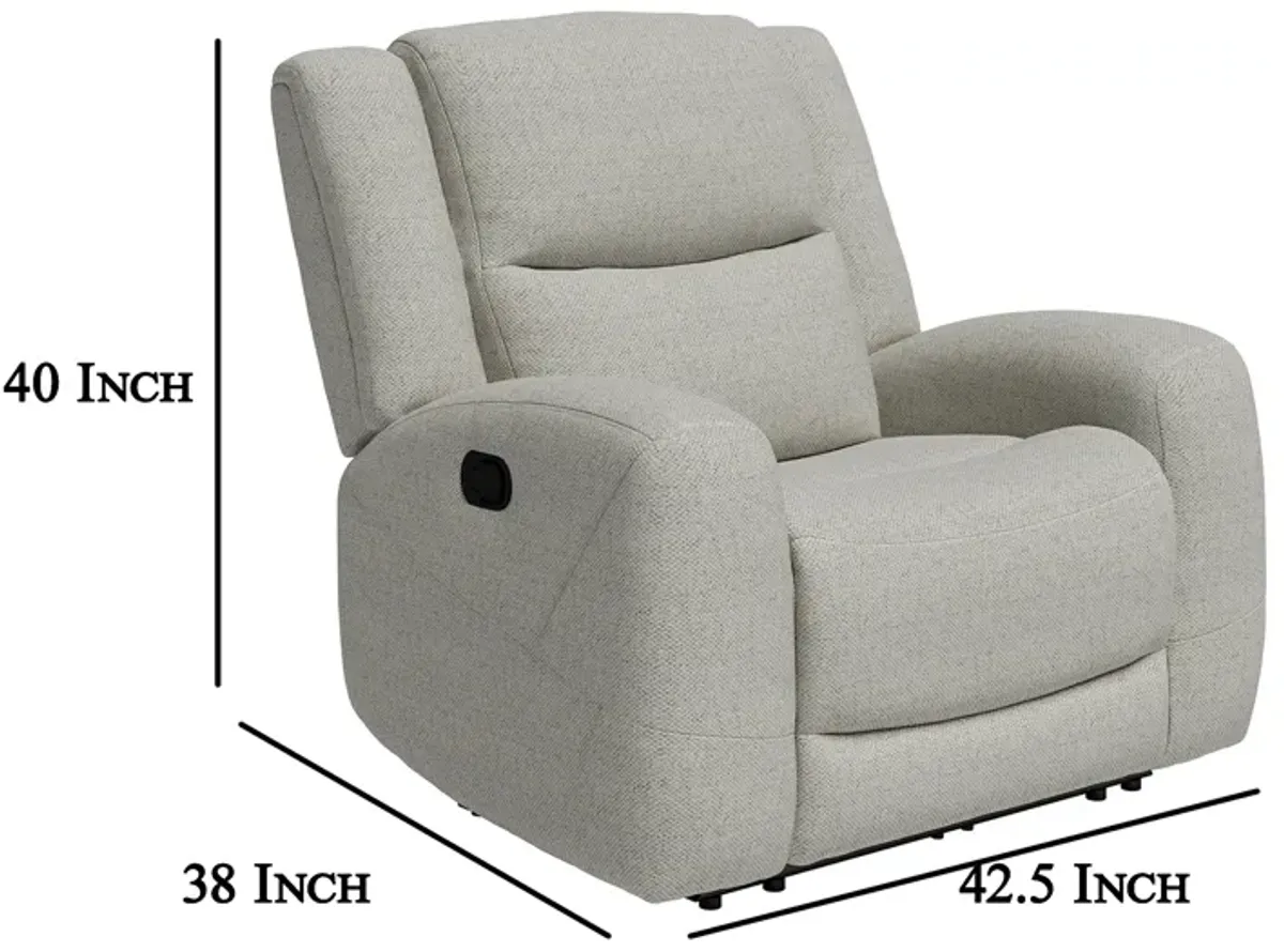 Gira Manual Recliner Chair with Contour Armrest, Wood Frame, Beige Fabric