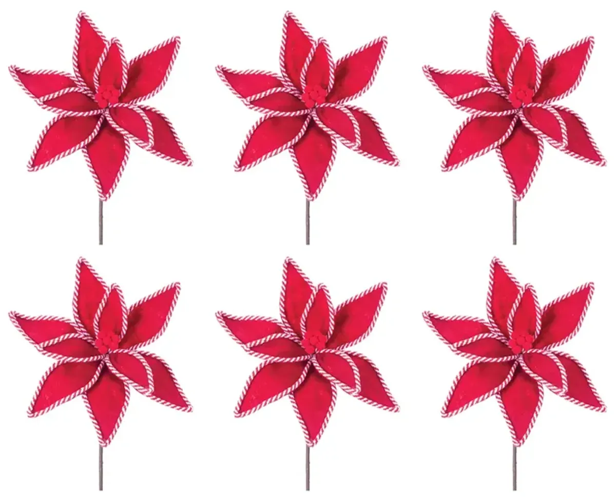 Set of 6 Poinsettia Stems for Holiday Floral Arrangements and Décor